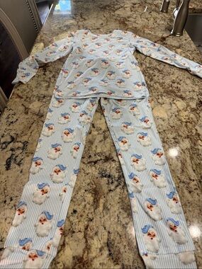 Mary Square Kids Blue Santa Print Pajama Set - Cozy Holiday Sleepwear BNWOT